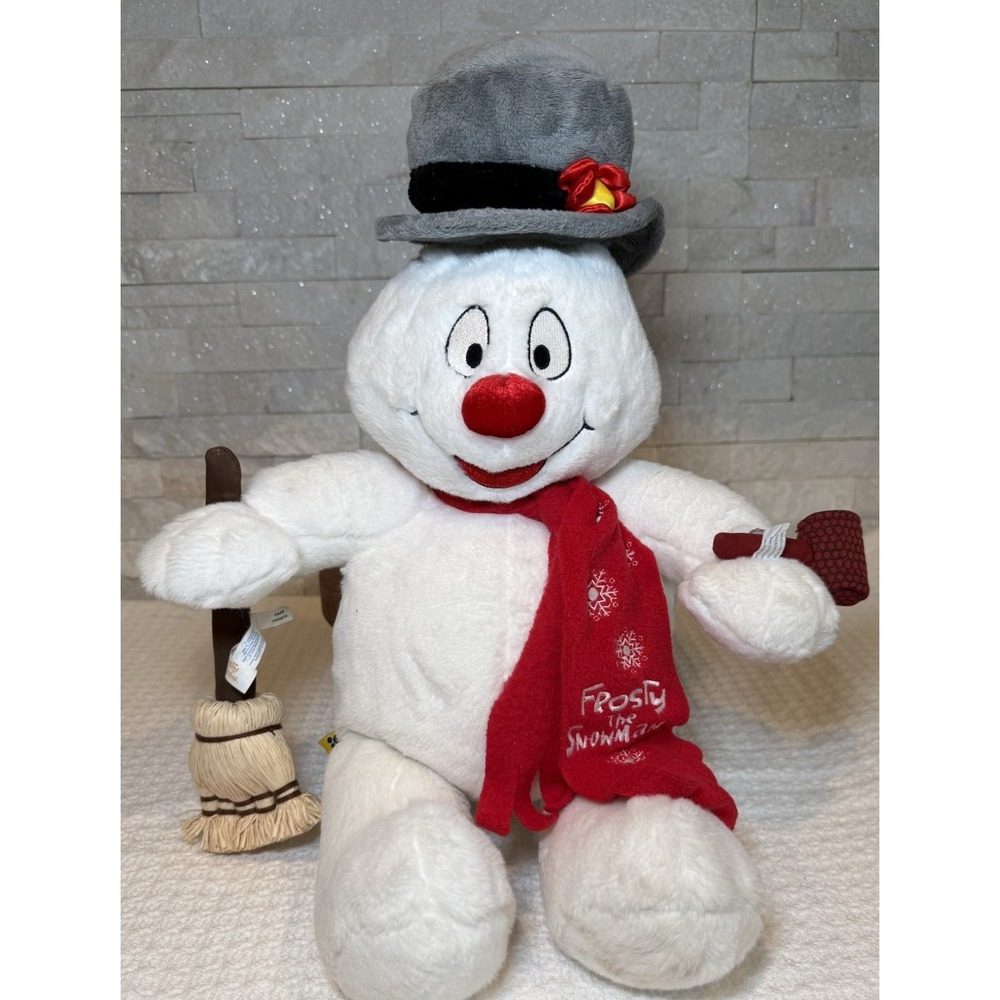 Frosty The Snowman Build A Bear Plush Stuffed Animal w Hat Scarf Broom 22"